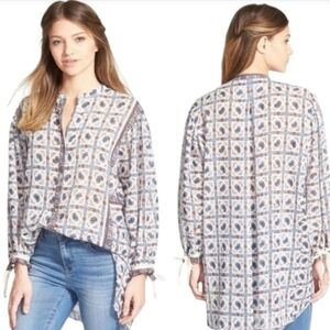 Madewell Picnic Plaid Paisley Tunic Top Oversized Buttondown, Size S